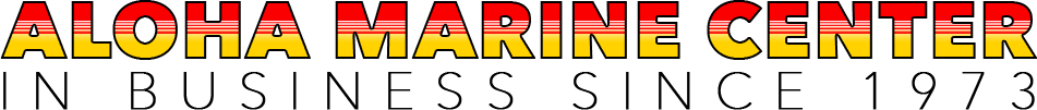 Aloha Marine Center's logo in red and yellow